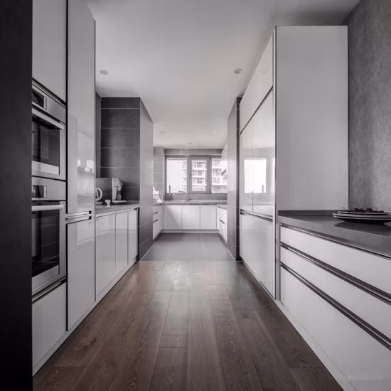 Custom Made Modern Glass Kitchen Cabinet